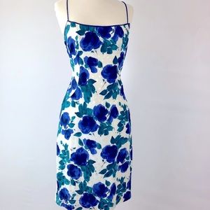 Vintage silk Saks Fifth Avenue floral midi dress
